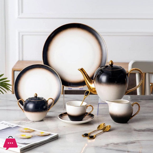 Rustic Elegant Gold Touch Tea Set - 24 Pieces