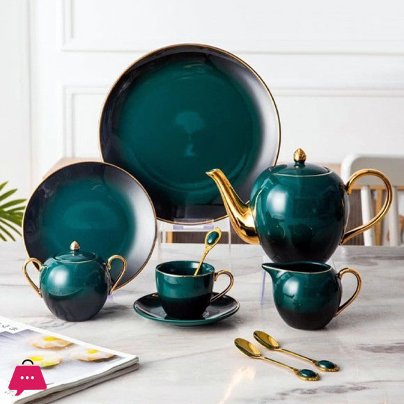 Rustic Elegant Gold Touch Tea Set - 24 Pieces