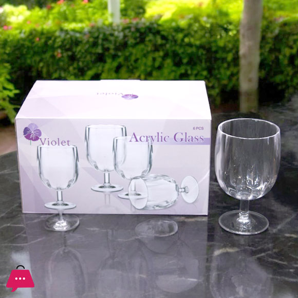 Violet Acrylic Glass Set of 6 Pcs