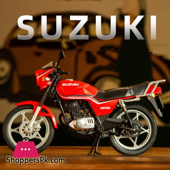 SUZUKI GS125 Alloy Retro Motorcycle Model Diecast Metal Classic Street Motorcycle Model Sound Light Simulation Kid Toy Gift 1:12
