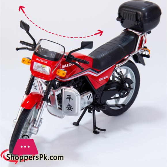 SUZUKI GS125 Alloy Retro Motorcycle Model Diecast Metal Classic Street Motorcycle Model Sound Light Simulation Kid Toy Gift 1:12