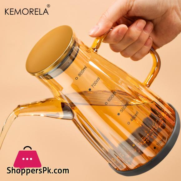 1Pc Glass Oil Pot For 700ML Capacity Oil Bottle With Graduated Stainless Steel Lid Anti-Leak Anti-Slip
