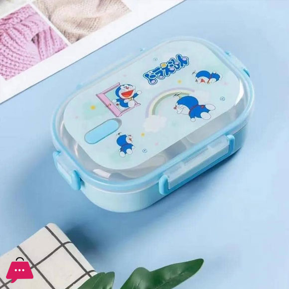 2 Partition Stainless Steel School Lunch Box with Spoon