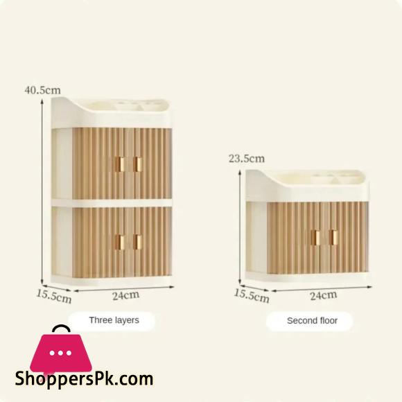 3-Layer Makeup Storage Box Dust-proof Cosmetic Organizer