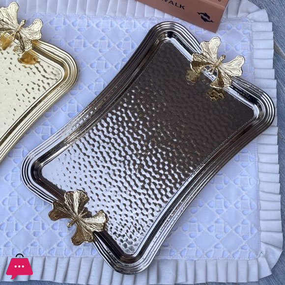 Butterfly Turkish Elegance & Silver Serving Tray 30 x 19cm