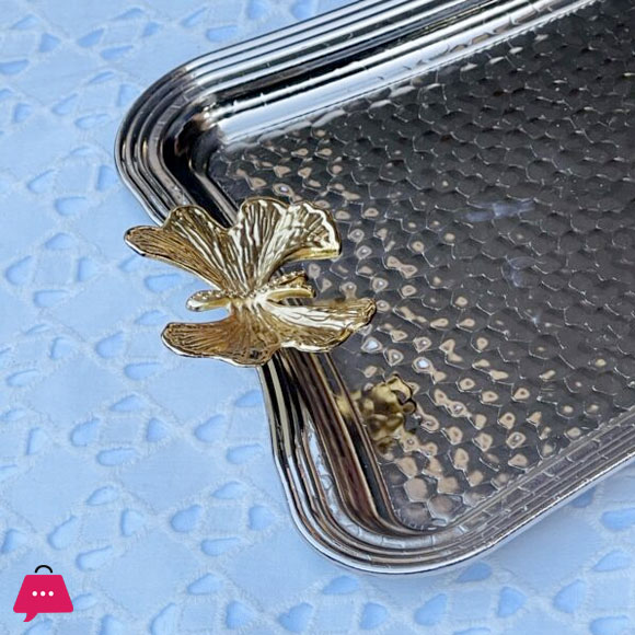 Butterfly Turkish Elegance & Silver Serving Tray 30 x 19cm