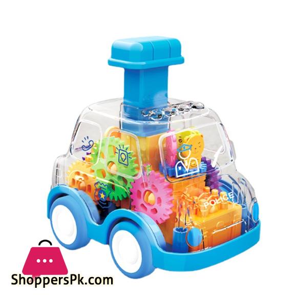 Childrens Puzzle Transparent Gear Toy Car Press Pull Back Inertia Glide Car