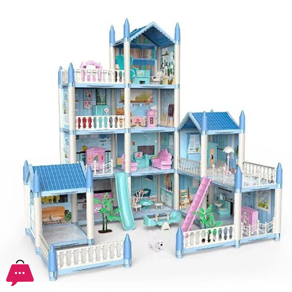 Childrens Toy Snow Princess Doll House Villa Castle Girl Home Toy (Nine Rooms 1 Terrace )