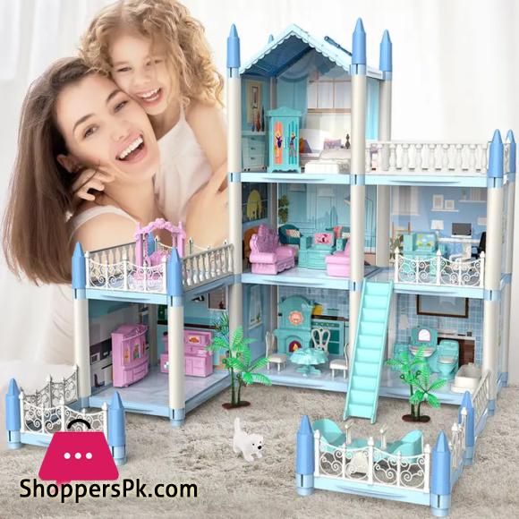 Childrens Toy Snow Princess Doll House Villa Castle Girl Home Toy 6 Rooms 1 Terrace