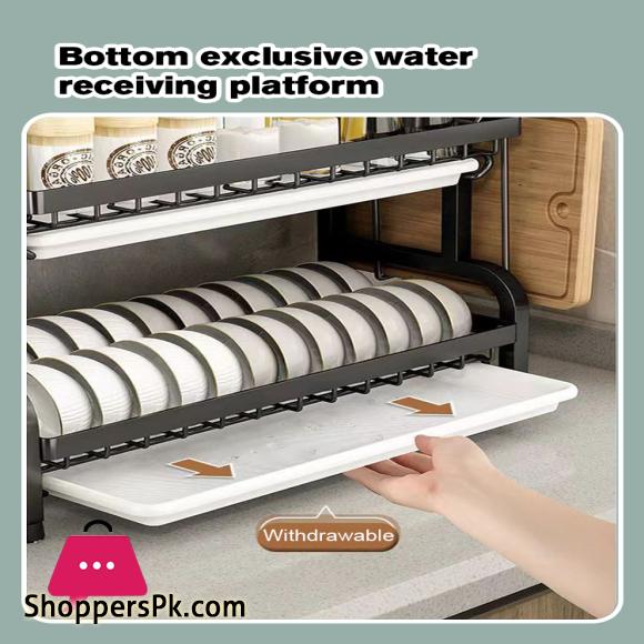 Drainer Rack Dish Storage Bowl Shelf Iron Multi-functional Plate Racks Simple Draining Kitchen 2-Tier