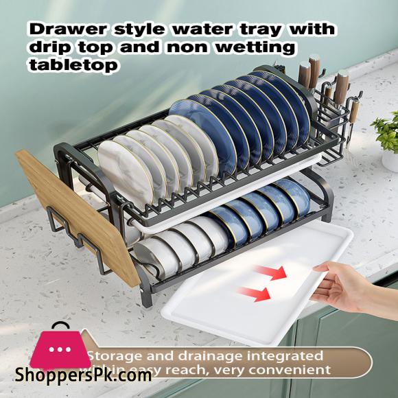 Drainer Rack Dish Storage Bowl Shelf Iron Multi-functional Plate Racks Simple Draining Kitchen 2-Tier