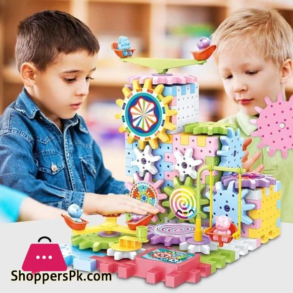 Electric Building Block Gear Toy Set DIY Plastic Brick Toys Colourful Building Block 165 Pcs