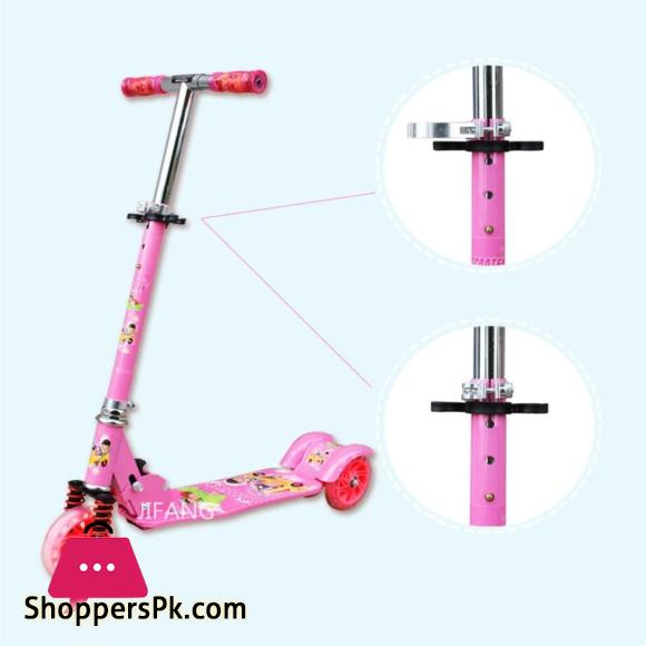 High Quality 3-Wheel Portable Stylish Padded Handles Kick Scooter Flashing Wheels 6-10 Years Kids