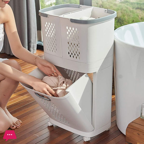Laundry Baskets on Wheels Rolling Laundry Trolley Carts