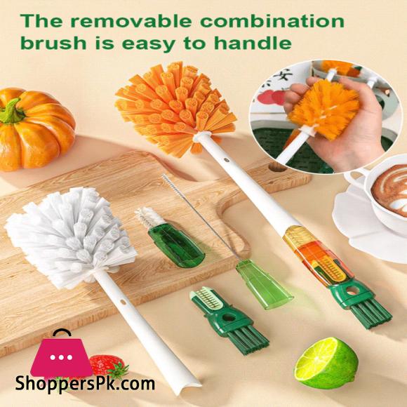 Multi-functional 5-in-1 Cup Brush Cleaning Brush Long Handle Cup Washing Artifact Bottle Brush