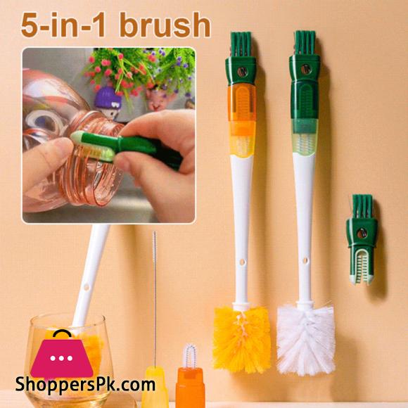 Multi-functional 5-in-1 Cup Brush Cleaning Brush Long Handle Cup Washing Artifact Bottle Brush