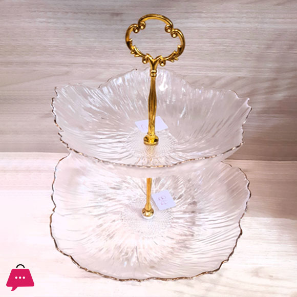 Orchid Glass 2 Tier Cake and Cupcake Stand