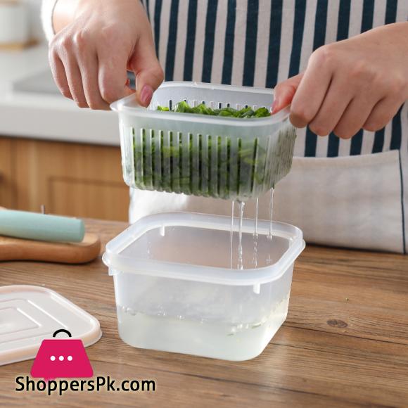 Refrigerator Fruit and Vegetable Storage Box Kitchen Drain Storage Box With Cover