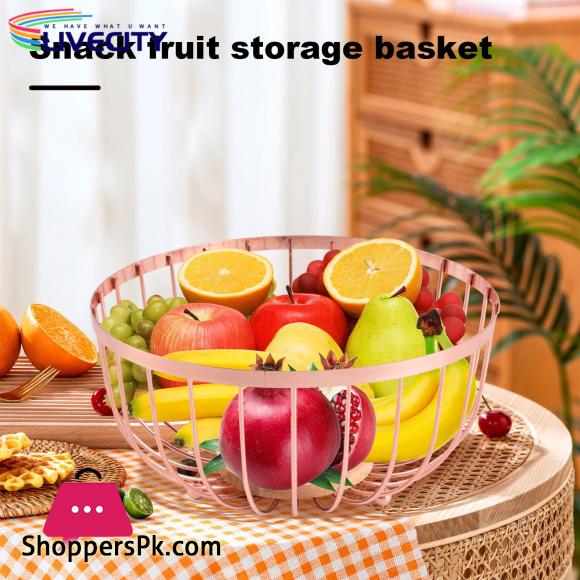 Stylish Metal Wire Fruit Basket Large Round Storage Baskets for Kitchen Counter Modern Vegetable Stand Holder Perfect for Snacks southeast Buyers Dining Table