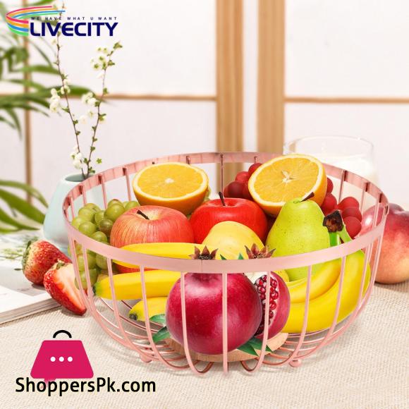 Stylish Metal Wire Fruit Basket Large Round Storage Baskets for Kitchen Counter Modern Vegetable Stand Holder Perfect for Snacks southeast Buyers Dining Table