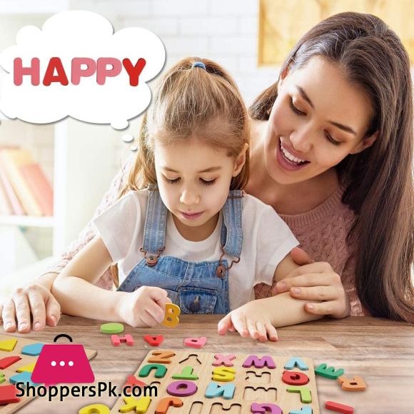 Wooden Alphabet | Puzzles & Numbers Count Board, Colorful ABC Uppercase Letters/Numbers/Shapes for Kids Toddlers Preschool Early Learning Educational Toys