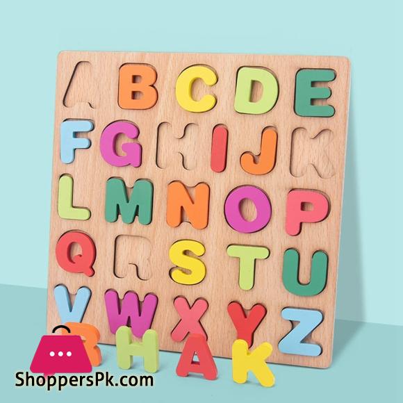 Wooden Alphabet | Puzzles & Numbers Count Board, Colorful ABC Uppercase Letters/Numbers/Shapes for Kids Toddlers Preschool Early Learning Educational Toys