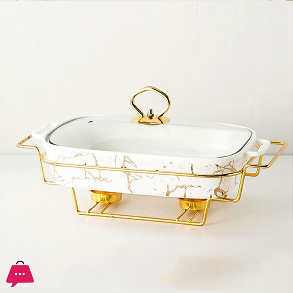 Chafing Dish Buffet Set Ceramics Chafer with Marble Finish Chafer and Buffet Warmer
