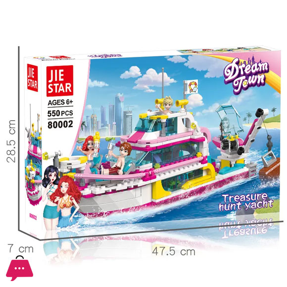 JIESTAR 550 Pcs Three Layer Treasure Hunt Yacht Model Diy Educational Building Block