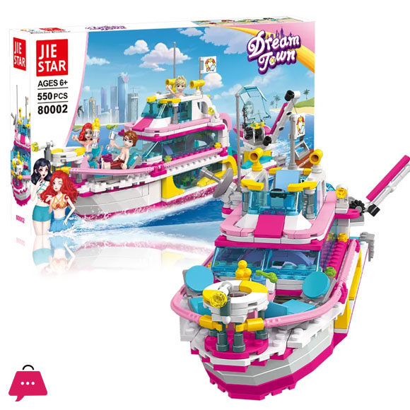 JIESTAR 550 Pcs Three Layer Treasure Hunt Yacht Model Diy Educational Building Block