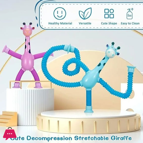 Pop Tubes, Sensory Suction Cup Plastic Toy, Deformable Novelty Telescopic Giraffe Fidget Toys