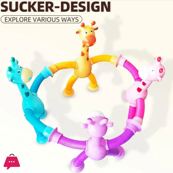 Pop Tubes, Sensory Suction Cup Plastic Toy, Deformable Novelty Telescopic Giraffe Fidget Toys
