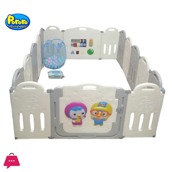 Pororo Baby Fence Play Area, Easy Assemble and Storage, Play Yard for Babies Safety
