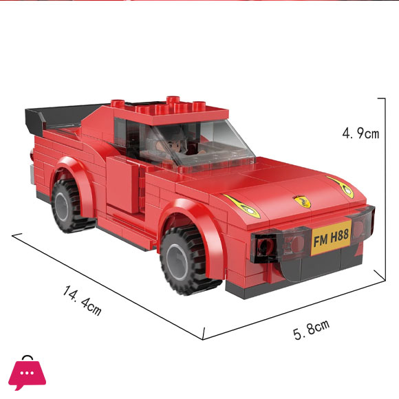 Red Classic Car Building Blocks Kit - Gift for Classic Car Lovers - 176 Pcs
