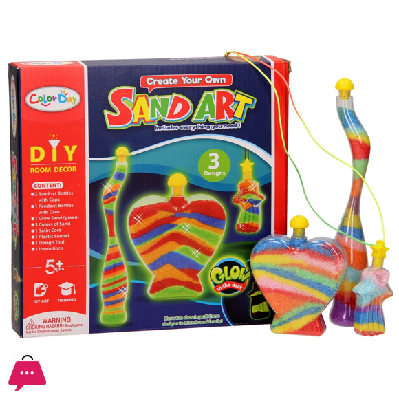 Sand Art Bottle Kids Craft DIY Hobby Creative Toys With Sand And 3 Stylish Bottles
