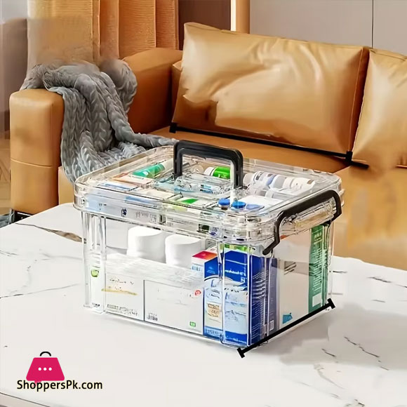 Transparent Medicine Organizer Box for Home and Travel with Easy Access