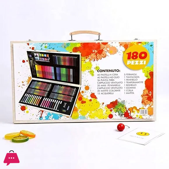 180 Pieces Art Painting Set High Quality Oil Pastels Drawing Wooden Box Art Kit for Girls and Boys