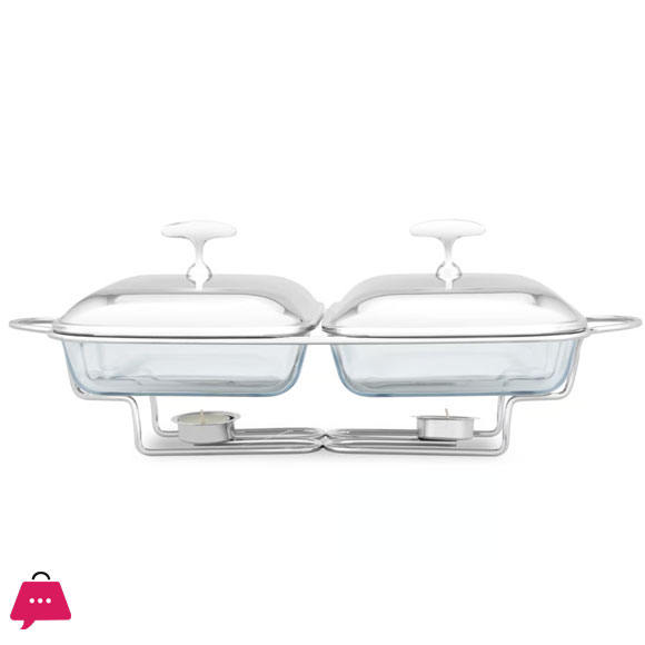 2 in1 Burner Dish Rectangle Food Warmer 3.6L