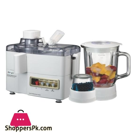 3 In 1 Juicer Machine & Blender Grinder Heavy Duty Copper Motor Bingo JBG-1000 Juicer+Blender+Small Grinder) Blender and Grinder machine (500 watt motor)