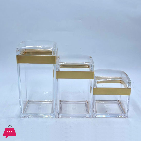 3 Pc Clear Top Acrylic Jar Set