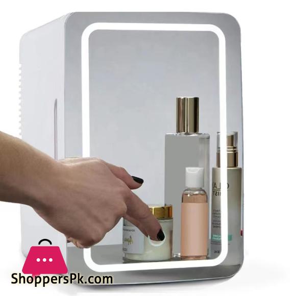 4L Mini Fridge Portable Storage Refrigerator WIth LED Light Mirror Cooler Home Car Use