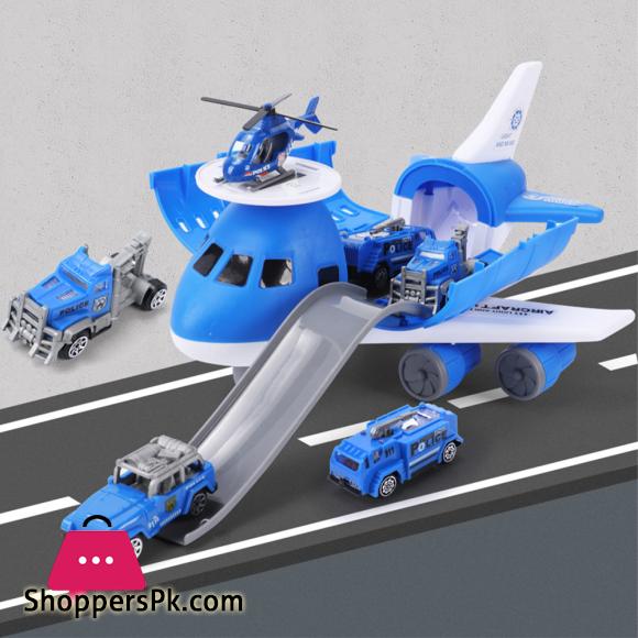 Airplane Track Set - Transport Plane with 3 Mini Cars and 1 Mini Helicopter Education Vehicle