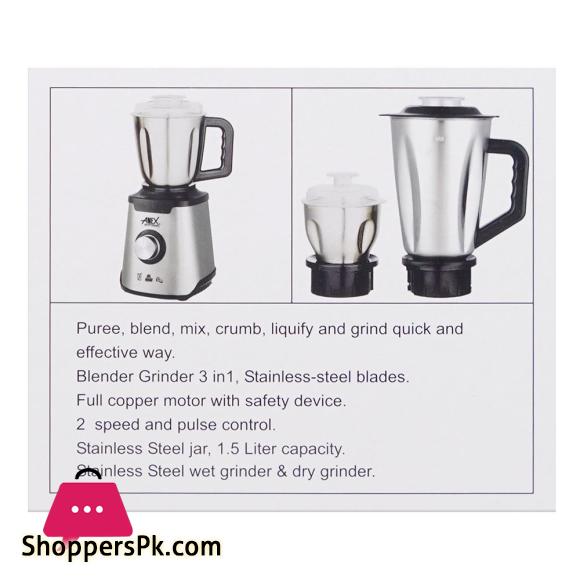 Anex Deluxe Stainless Steel Blender & Grinder AG-6133SS