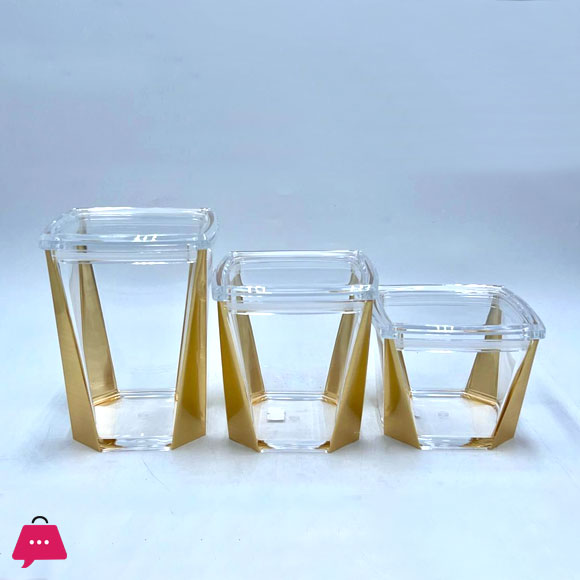 Canister Set with Gold Silver Rose Gold Coating 3 Pcs Set