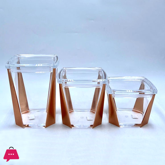 Canister Set with Gold Silver Rose Gold Coating 3 Pcs Set
