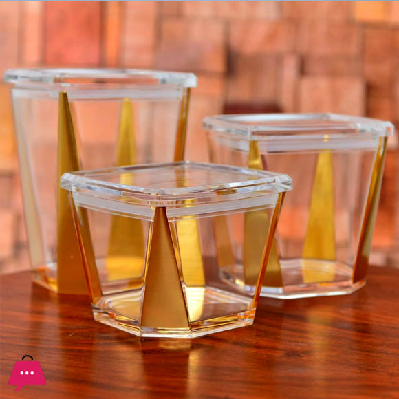Canister Set with Gold Silver Rose Gold Coating 3 Pcs Set