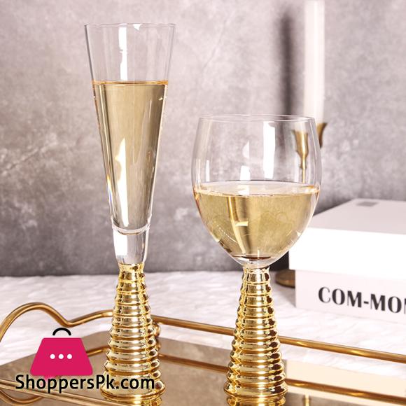 Creative Electroplating Golden Glass Cocktail Glass Golden Base High-End Glass - Pack of 6