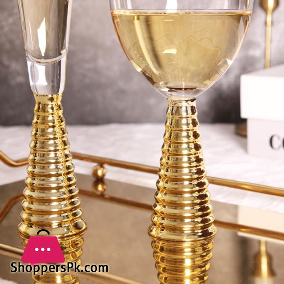 Creative Electroplating Golden Glass Cocktail Glass Golden Base High-End Glass - Pack of 6