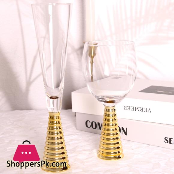 Creative Electroplating Golden Glass Cocktail Glass Golden Base High-End Glass - Pack of 6