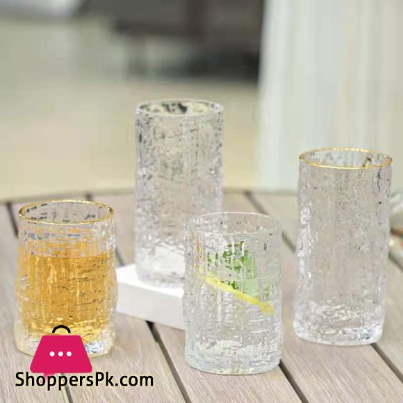 Ice Texture Gold Trimmed Crystal Drink Glass 300 & 400ml