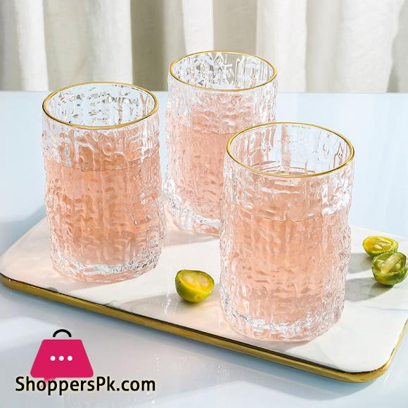 Ice Texture Gold Trimmed Crystal Drink Glass 300 & 400ml